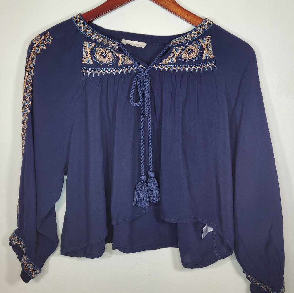 Altar'd State Navy Embroidered Crop Top